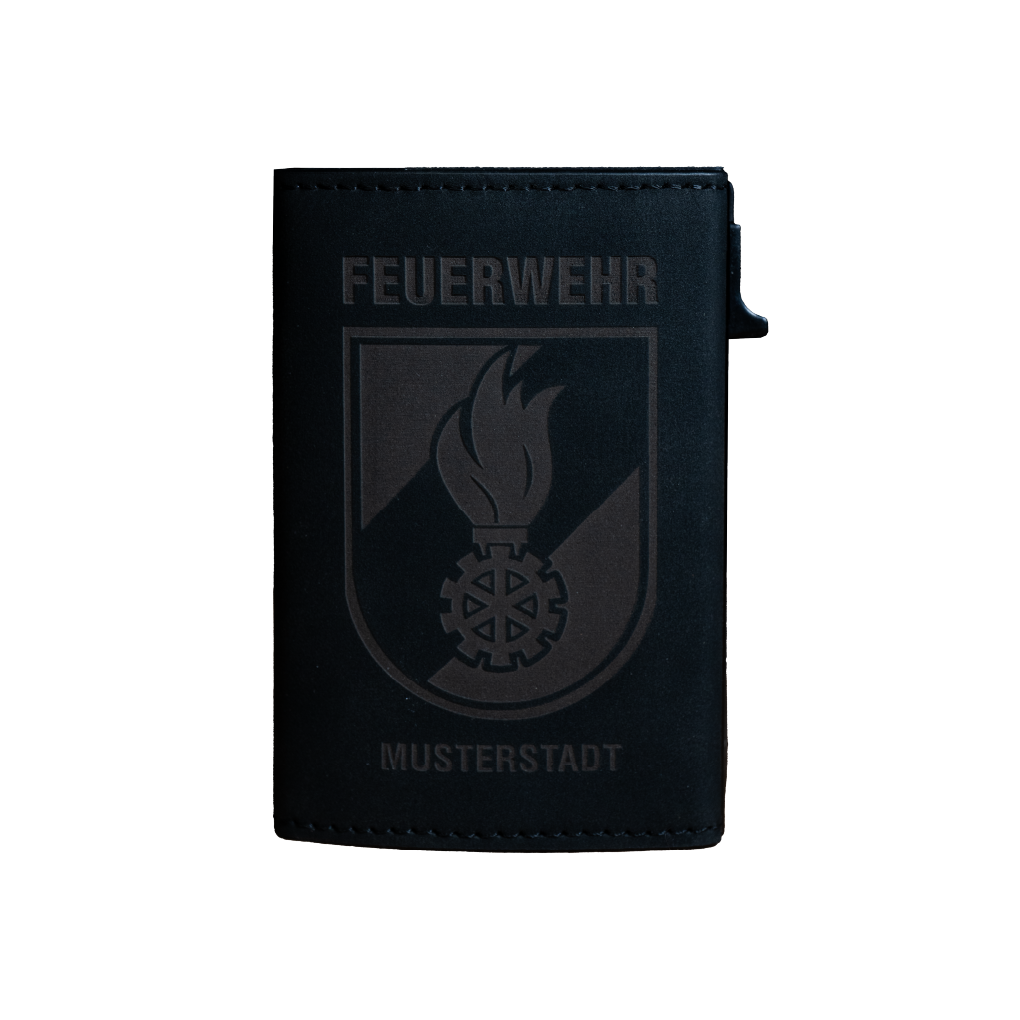 Feuerwehr Kartenetui – personalisiert mit Stadt-Gravur