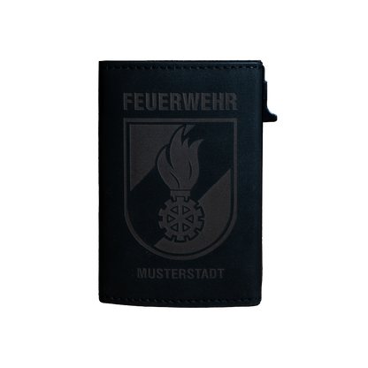 Feuerwehr Kartenetui – personalisiert mit Stadt-Gravur