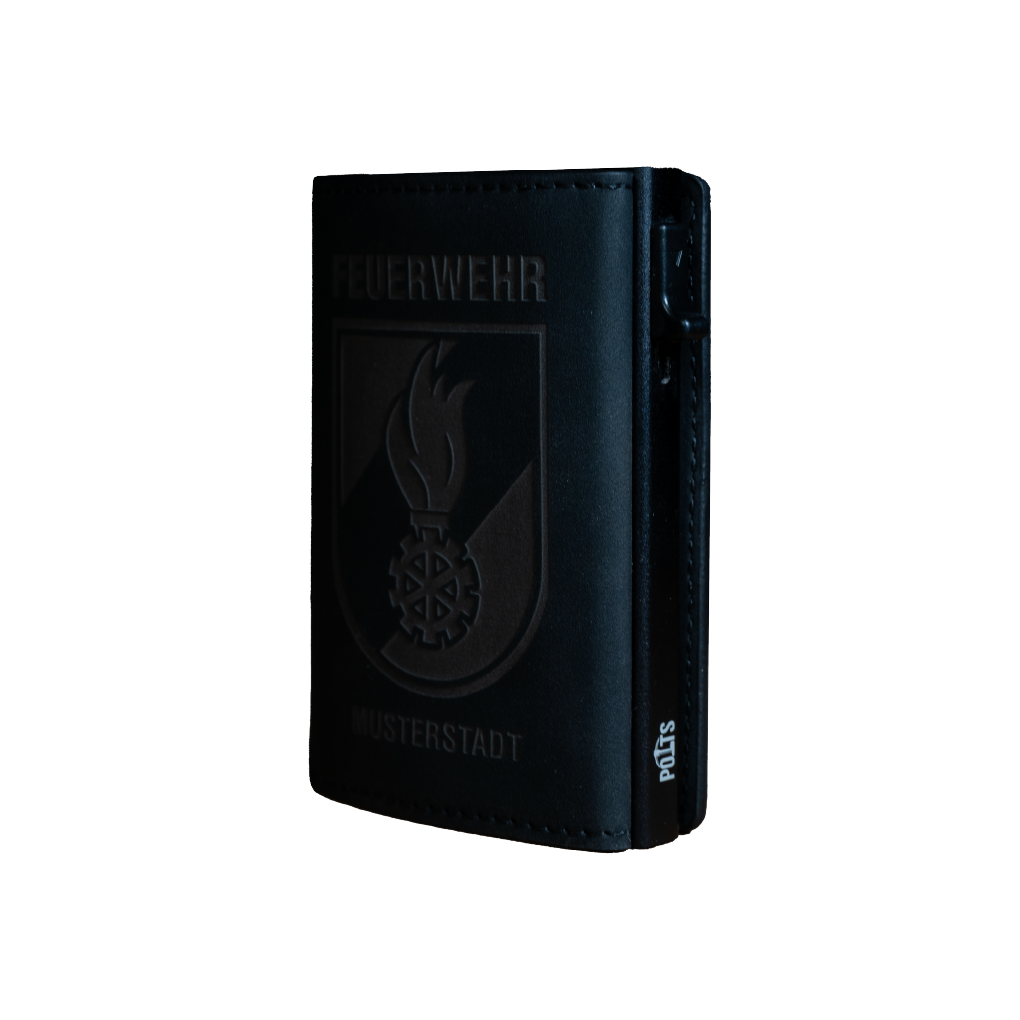 Feuerwehr Kartenetui – personalisiert mit Stadt-Gravur